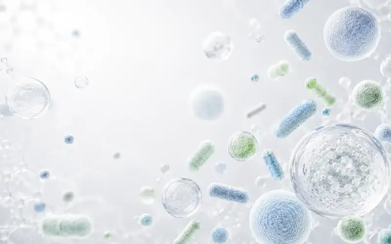 Illustration of probiotic bacteria and spores
