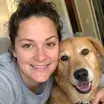 Sarah W. with her dog, verified customer